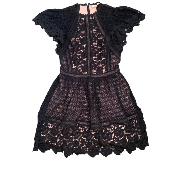 Rebecca Taylor Short Sleeve Mixed Dress Size 6 - Picture 2 of 16